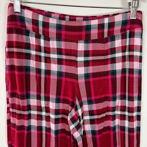 Soma‎ Cool Nights Pajama Pants Small Wide Leg Plaid Pockets Christmas Red Pink
